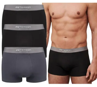 Imagen del producto de Peterson, paquete de 3 calzoncillos tipo bóxer para hombre, de algodón, en color y gris, talla XL