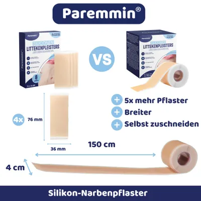 Produktbild von Paremmin Silikon Narbenpflaster Rolle 4 x 150 cm für Narben und Dehnungsstreifen
