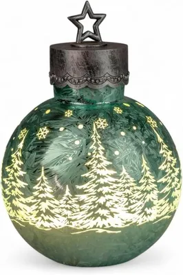 Produktbild von LED Deko-Kugel Frosty Mint 30 cm Farb-Glaskugel Ice-Optik Timer 6h /18h beleuchtet - inkl. Batteriebetrieben