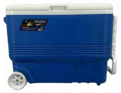 Obrázek produktu pro Chladnička na kolečkách Atlantic 1008728, 45 l, chlazení, pasivní, 4 držáky na sklenice, modrá