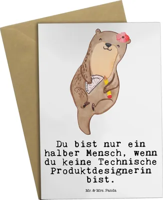 Produktbild von Mr. & Mrs. Panda Grußkarte Technische Produktdesignerin Herz - Weiß - Geschenk, Grußkarten, hochzeitskarten, einladungskarten, babykarte, weihnachtskarten