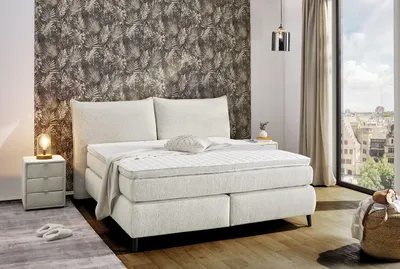 Produktbild von Boxspringbett HACIENDA MIX H3/H4 Doppelfederung 7-Zonen-Tonnentaschenfederkern Kaltschaum-Topper beige/schwarz