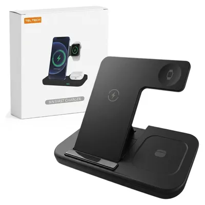 Immagine prodotto di Teltech, caricabatterie wireless induttivo 3-in-1 + supporto da tavolo, 15W