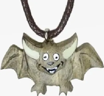 Produktbild von Kette Fledermaus, Holzanhänger Ketten Modeschmuck Holzkette Fledermäuse Vampire Vampir Tier Tiere