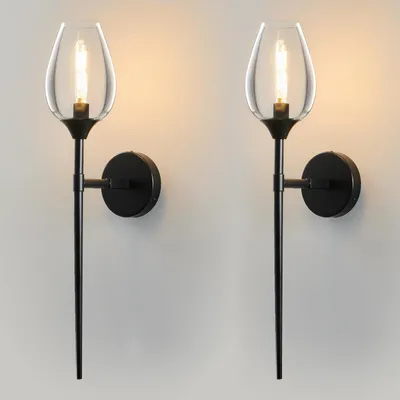 Produktbild von 2 Stück Wandlampe Moderne Glasschirm Wandleuchte E14 Fassung Wandbeleuchtung für Innen Schlafzimmer Wohnzimmer Flur
