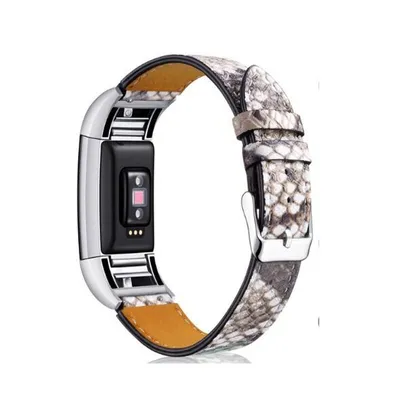 Produktbild von Armband kompatibel mit Fitbit Charge 2 Uhrenarmband weich Leder Lederarmband mit Metallschnalle verstellbar klassisches Ersatzarmband Kroko-Optik
