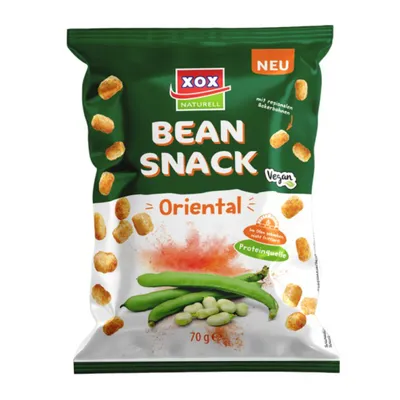 Produktbild von XOX Bean Snack Oriental gewürzte Ackerbohnen proteinreich 70g