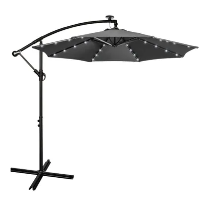 Image de Mondeer Parasol avec éclairage LED solaire Ø 300 cm Gris