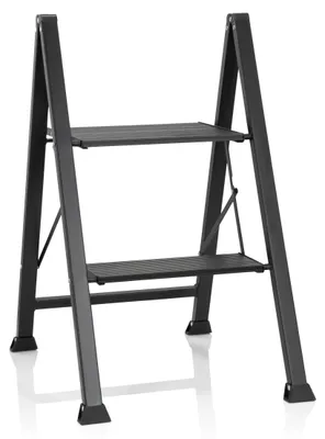 Obrázok produktu pre hjh OFFICE skladací rebrík 2 stupne SOLID W5 hliník, skladací oceľový rebrík, štafle, rebrík pre domácnosť, nosnosť do 150 kg