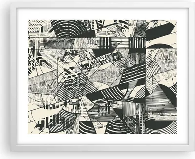 Produktbild von Gerahmtes Poster - Weißer Rahmen - Abstraktion Vintage Schwarz - 50x40 cm - Wand Bild - Wanddeko - Wandbilder - Kunstposter - Wandposter - Bilderrahmen - Bilder - Kunstdruck - P2WAA50x40-5052