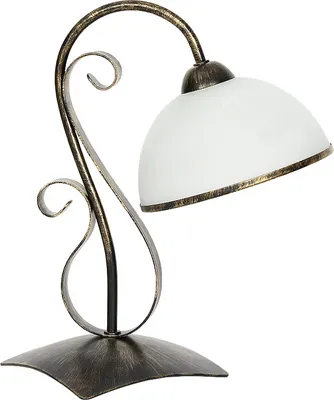 Produktbild von Tischlampe LandhausRustikal "Antica" Messing Weiß Glas Metall Tischleuchte Wohnzimmer Schlafzimmer