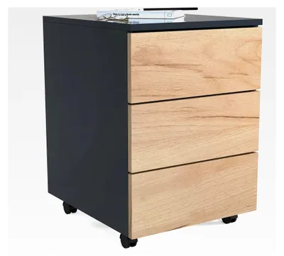 Produktbild von Rollcontainer | Beistellcontainer mit Schubladen | Maße ca. H. 55 x B. 39 x T. 45 cm | Bürocontainer - Dalosa mit 3 Schubladen