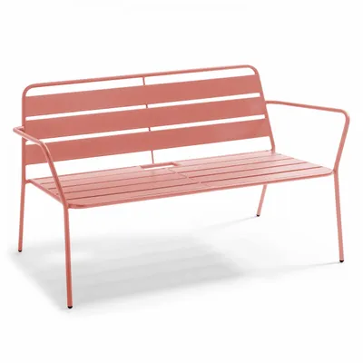 Produktbild von Anti-UV-behandeltes Gartensofa aus Stahl Rosa - Oviala Palavas