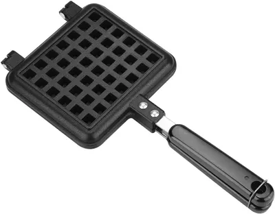 Produktbild von Waffeleisen, verbrennungsgeschützter Doppelkopf-Waffeleisen aus antihaftbeschichtetem Aluminiumlegierung für Gasherd, langer Griff mit Wärmeisolationsfunktion