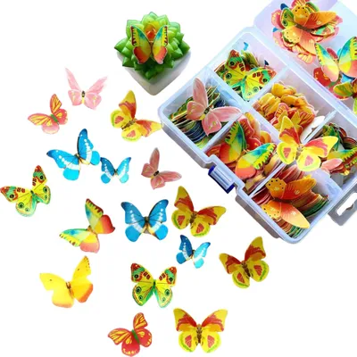 Produktbild von 360 stücke Schmetterling Kuchen Dekoration essbare kuchendeckel niedlich Wafer Papier 3D Schmetterlinge kuchendeckel Dekoration für Cupcakes hochzeitstorten