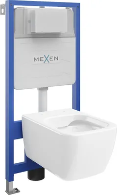 Image de Mexen Ensemble WC sur colonne Felix Slim avec cuvette Margo, Blanc - 6103342XX00