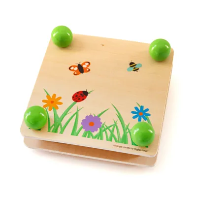 Produktbild von Blumenpresse aus Holz 16x16x6,4 cm für kreative Kinder mit Gartenillustration