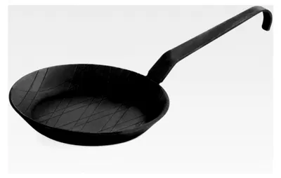Produktbild von Unbeschichtete Bratpfanne aus Gusseisen, Ø 16 cm, Höhe 2,5 cm - Servierpfanne mit Hakenstiel, induktionsgeeignet