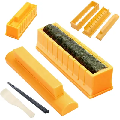 Produktbild von Sushi Set - DIY Sushi Maker mit Sushi Mold, Stäbchen und Löffel - Set für rundes Sushi - Mehrfarbig