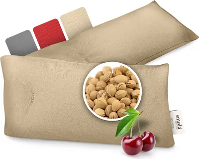 Produktbild von smøla Kirschkernkissen Nacken Schulter für Mikrowelle 58x12cm - Wohltuendes Wärmekissen & Kältekissen I Natürliche Wärmflasche Körnerkissen Lang, Sandbeige