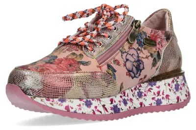 Produktbild von Laura Vita Damen Sneaker Blumenmuster Plateau und Reißverschluss Delphine 06, Größe:41 EU, Farbe:Rot