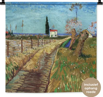 Produktbild von MuchoWow® Wandteppich Wandbehang Weg durch ein Weidenfeld - Vincent van Gogh 60x60 cm Tapisserie Dekoration Wandtuch - Dekorationen - Wand Decke