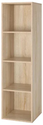Image de Étagère cubique de rangement - Bibliothèque à 4 compartiments - Étagère étroite sur pied 30 x 30 x 106 cm - Étagère ouverte en bois - Style moderne - Chêne