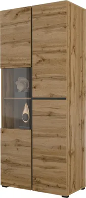 Produktbild von Meublorama HA-CROSS-24N6MY12+LED-21000002*3C/72KG, 2 Tür(en), 10 Regale, Braun, Mitteldichte Faserplatte (MDF), 2 Jahr(e), 400 mm