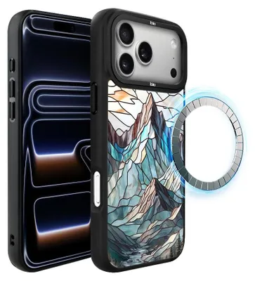 Zdjęcie produktu dla Etui do iPhone 17 Pro Max, kompatybilne z MagSafe, czarne matowe boki, witraż, góry