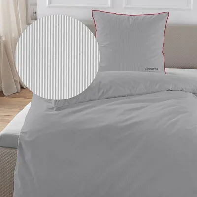 Produktbild von Hechter Paris Mako-Satin Bettwäsche 61308 silber grau 135x200 cm + 80x80 cm