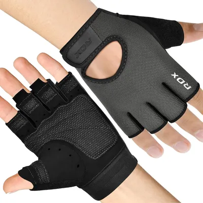 Produktbild von RDX Gewichtheberhandschuhe, atmungsaktiv, mit Belüftung, Halbfinger-Training im Fitnessstudio, rutschfester, gepolsterter Griff, Fitnesstraining für Männer und Frauen