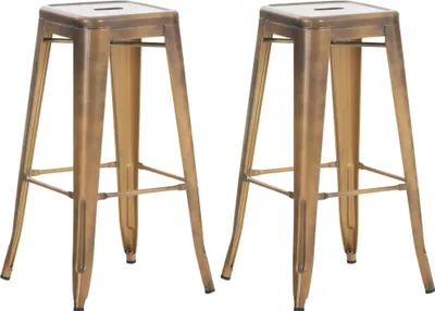 Produktbild von CLP 2er Set Barhocker Joshua aus Metall mit Fußstütze gold