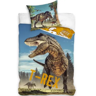 Produktbild von Dinosaurier T-Rex Bettwäsche Set 135/140x200 cm Grün n