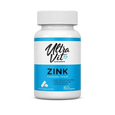 Produktbild von UltraVit Zink 60 Kapseln 60 Portionen Immunsystem Nervensystem Stoffwechsel