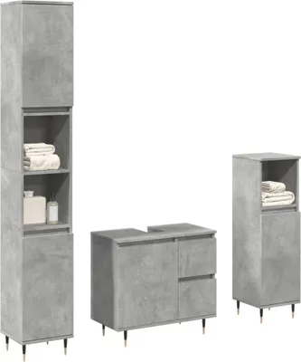 Obrázek produktu pro Maison Exclusive - 3dílný set koupelnového nábytku betonově šedý kompozitní dřevo