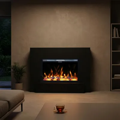 Produktbild von Garlivo Elektrokamin 'MILANO XL Schwarz ' | LED Standkamin in weiss mit Heizung (1500 W) | HxBxT: 92x136x36cm