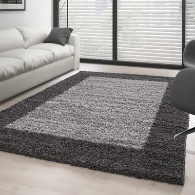 Produktbild von Teppich Wohnzimmer Hochflor Modern Design Langflor Shaggy Modern Flauschig, Größe: 300 x 400 cm, Farbe: Grau