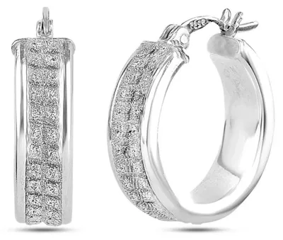 Immagine prodotto di Orecchini a cerchio da donna Bibei, con motivo a diamante, in argento sterling 925, modello BIPE018