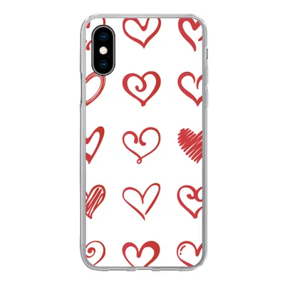 Produktbild von MuchoWow® Handyhülle Schutzhülle Hülle für iPhone X Eine Illustration mit Herzen in verschiedenen Formen Silikon Softcase Handy Hülle - Handyhülle