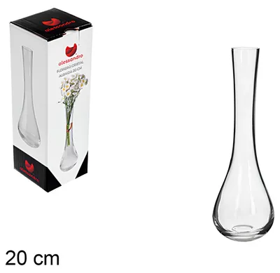 Produktbild von Alessandro Blumenvase Delphi - transparentes Glas - H20 cm - schmale Offnung