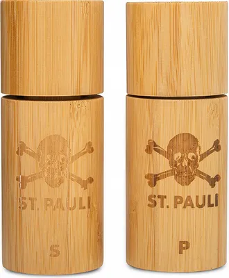 Produktbild von St. Pauli - Totenkopf, Salz- und Pfeffermühlen Set Bambus Maße: ca. 12,5 x 5 cm