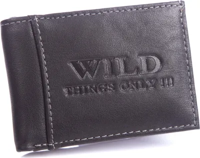 Zdjęcie produktu dla WILD Mały Kieszonowy Mini Portfel Męski Skórzany Do Kieszeni Marynarki Czarny