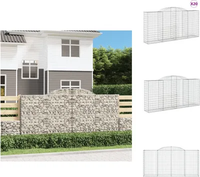Produktbild von vidaXL Gabionen mit Hochbogen 20 Stk 300x50x140/160cm Verzinktes Eisen -  Blumentöpfe & Pflanzgefäße