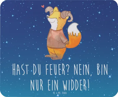 Produktbild von Mr. & Mrs. Panda Mauspad Widder Feuer - Sternenhimmel Blau - Geschenk, mousematte, pc mausunterlage, Tierkreiszeichen, Sternzeichen, Mouse Pad, Feuerzeichen, Lebensfreude