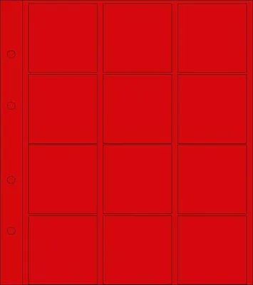 Produktbild von Prophila Collection 5 Münzrähmchen-Hüllen mit je 12 Fächern für Münzrähmchen (50 x 50 mm), mit 5 roten Karton-Zwischenblättern