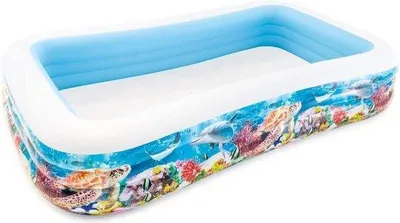 Image de Piscine gonflable Famanu pour enfants, dimensions : 305 cm x 183 cm x 56 cm - grande piscine familiale