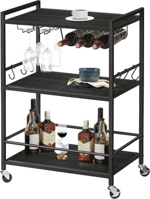 Produktbild von Hoppa! | Servierwagen | Schwarz – Metall und Holz – 60x33x83 cm