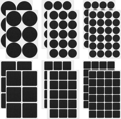 Produktbild von 180 Stück Antirutsch-Pads für Möbelgleiter in Schwarz | Selbstklebende, geräuschdämpfende und rutschfeste Filzgleiter für Stühle, Tische und Hartholzböden