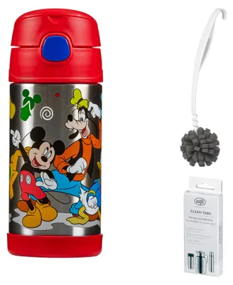 Zdjęcie produktu dla THERMOS FUNTAINER STRAW BOTTLE DISNEY 0,35 Trinkflasche – Vorteilsset mit Reinigungsbürste CLEAN FIX 30 cm