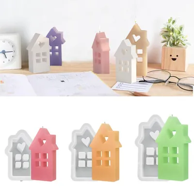 Produktbild von Silikonform Häuser 3 Stück Mini Haus Giessform für Kerzenhalter & Basteln